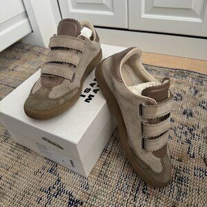 Isabel Marant Beth Suede Sneakers Taupe Size 38